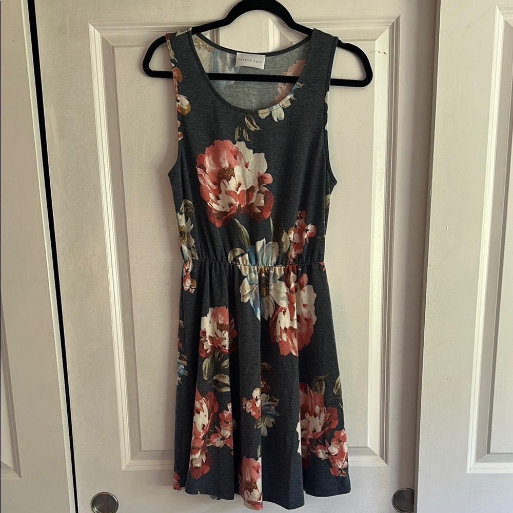 French Grey Pink Sundress Sleeveless Midi